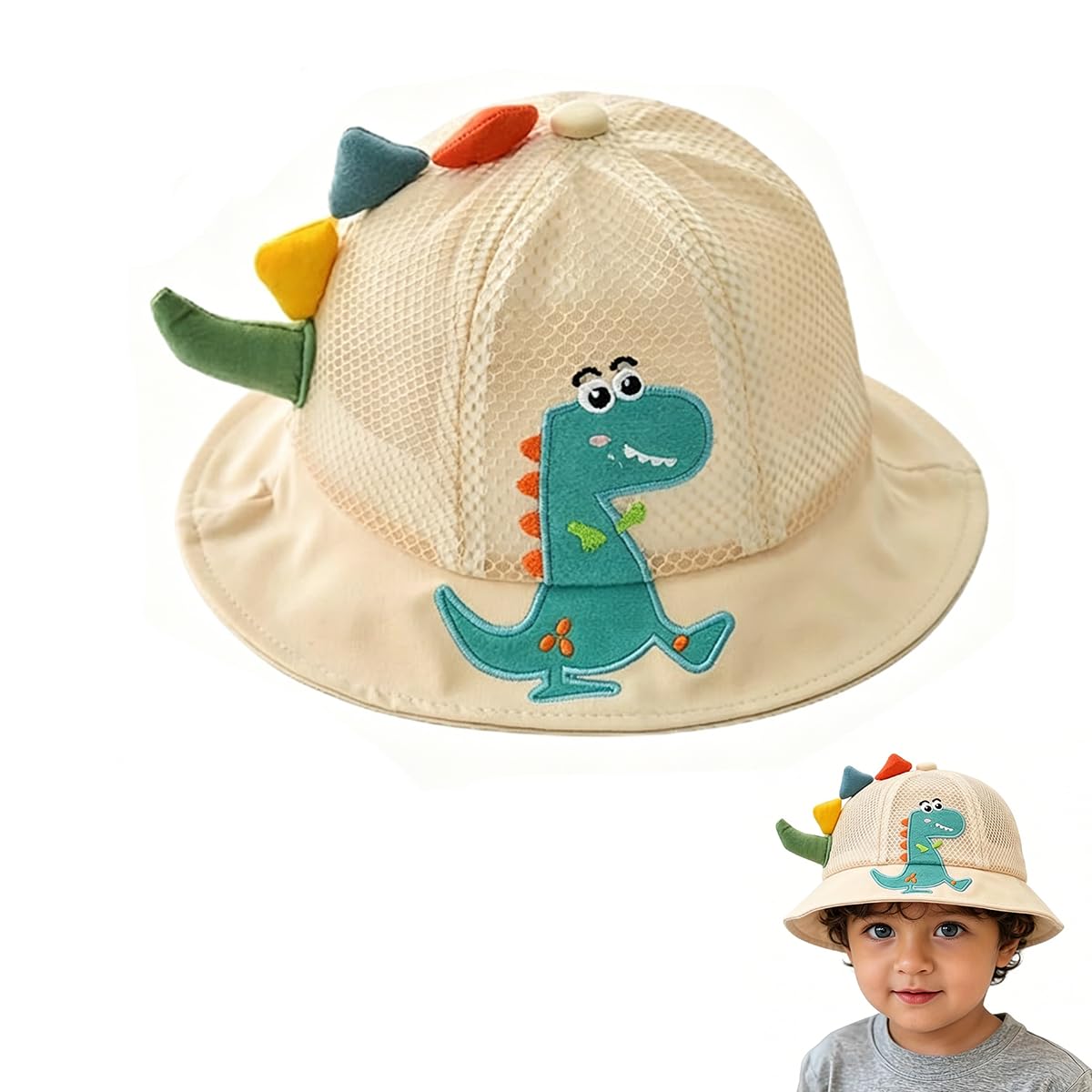Baby Boy Dinosaur Summer Cap 1-2 Years, Breathable Kids Sun Hat-image-17