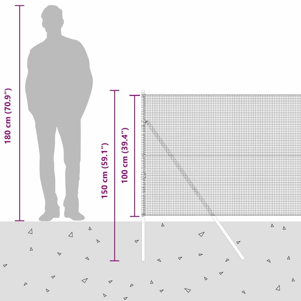 vidaXL Ogrodzenie z spawanej siatki do mocowania w ziemi 10 x 1 m