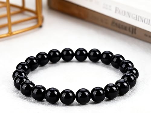 Miniatura 5 de Long tiantian Shungite Pulsera de ónix negro, joyería negra para mujeres y hombres, pulsera de piedra de obsidiana, regalos de joyería