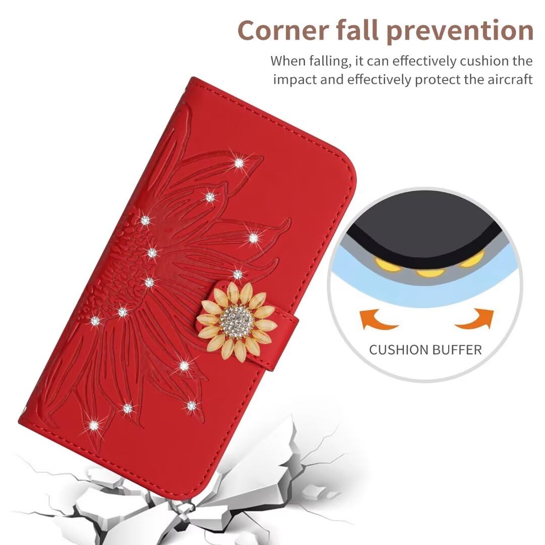 ZXL Case for iPhone 6/6S Plus Wallet Case Flower Crystal Glitter