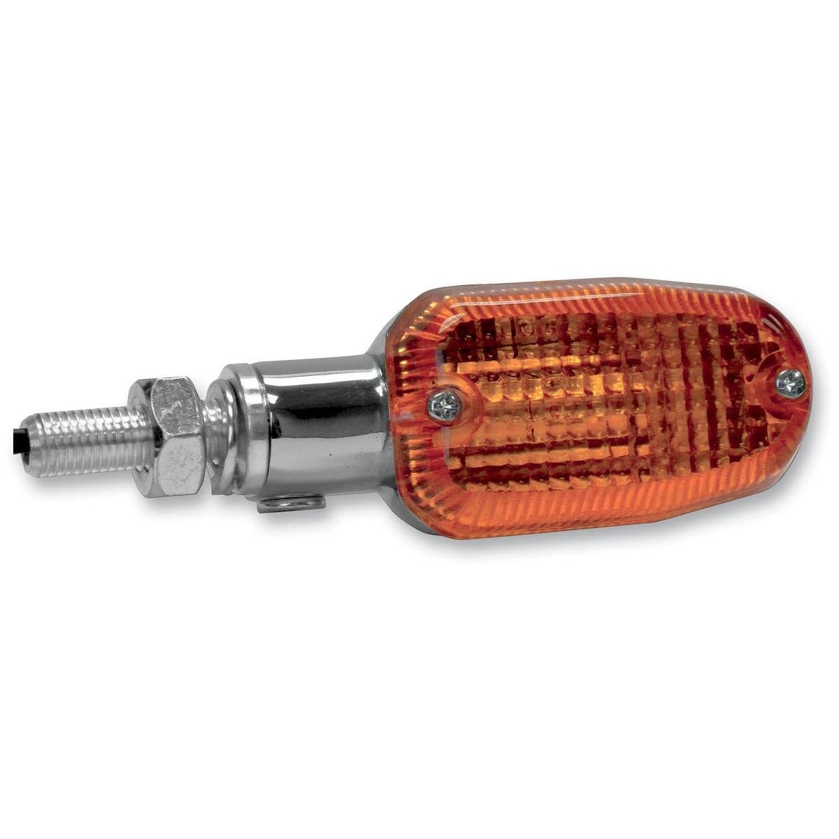 Chrome Aluminum Marker Lights - Oblong with Amber Lens - Single Filament