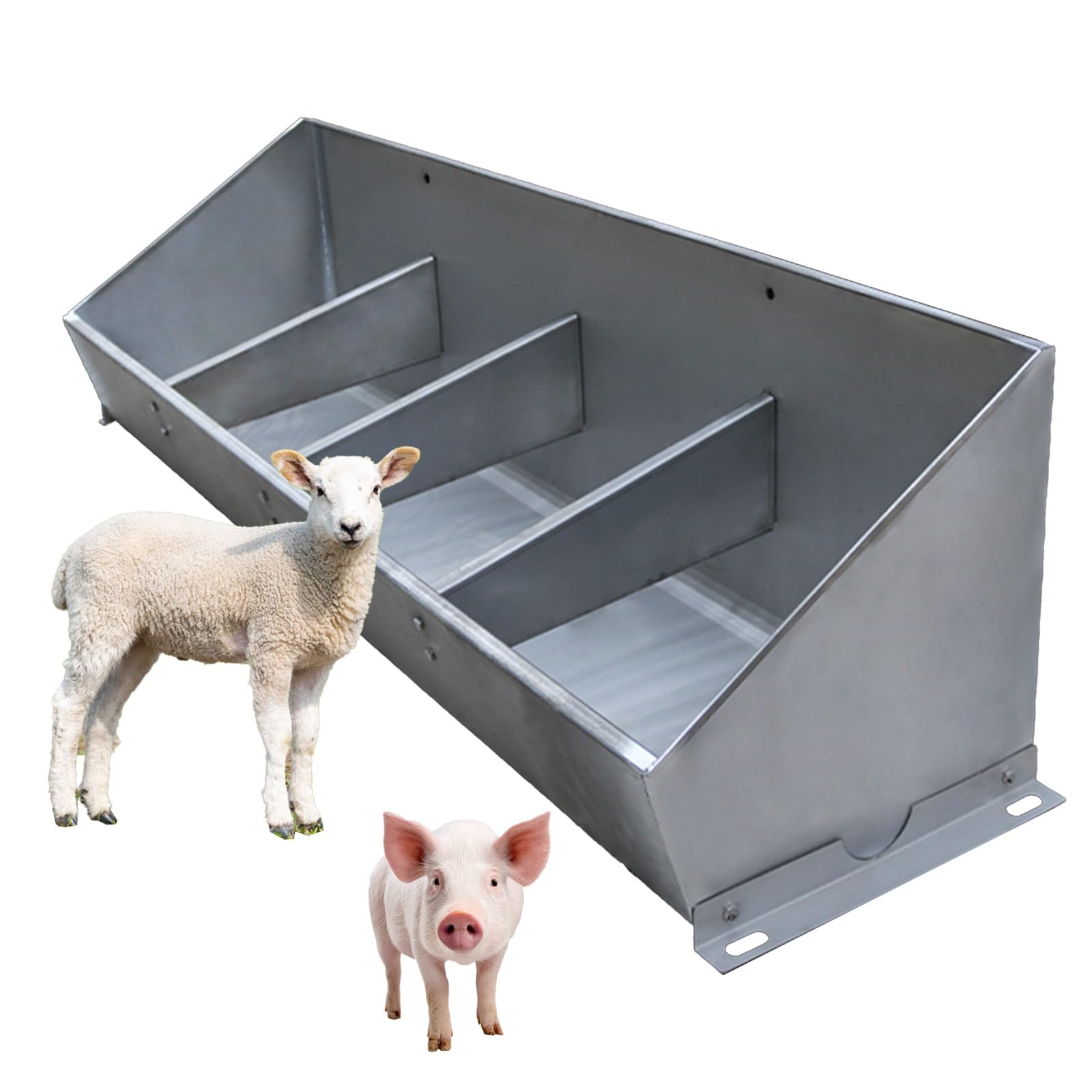 Mangiatoia, Grande mangiatoia 2 in 1 in Acciaio Inox per capre, maiali e Cavalli - Mangiatoia e abbeveratoio Resistenti per Animali, Ideali per fattorie, pascoli e recinti per Pecore (120 cm