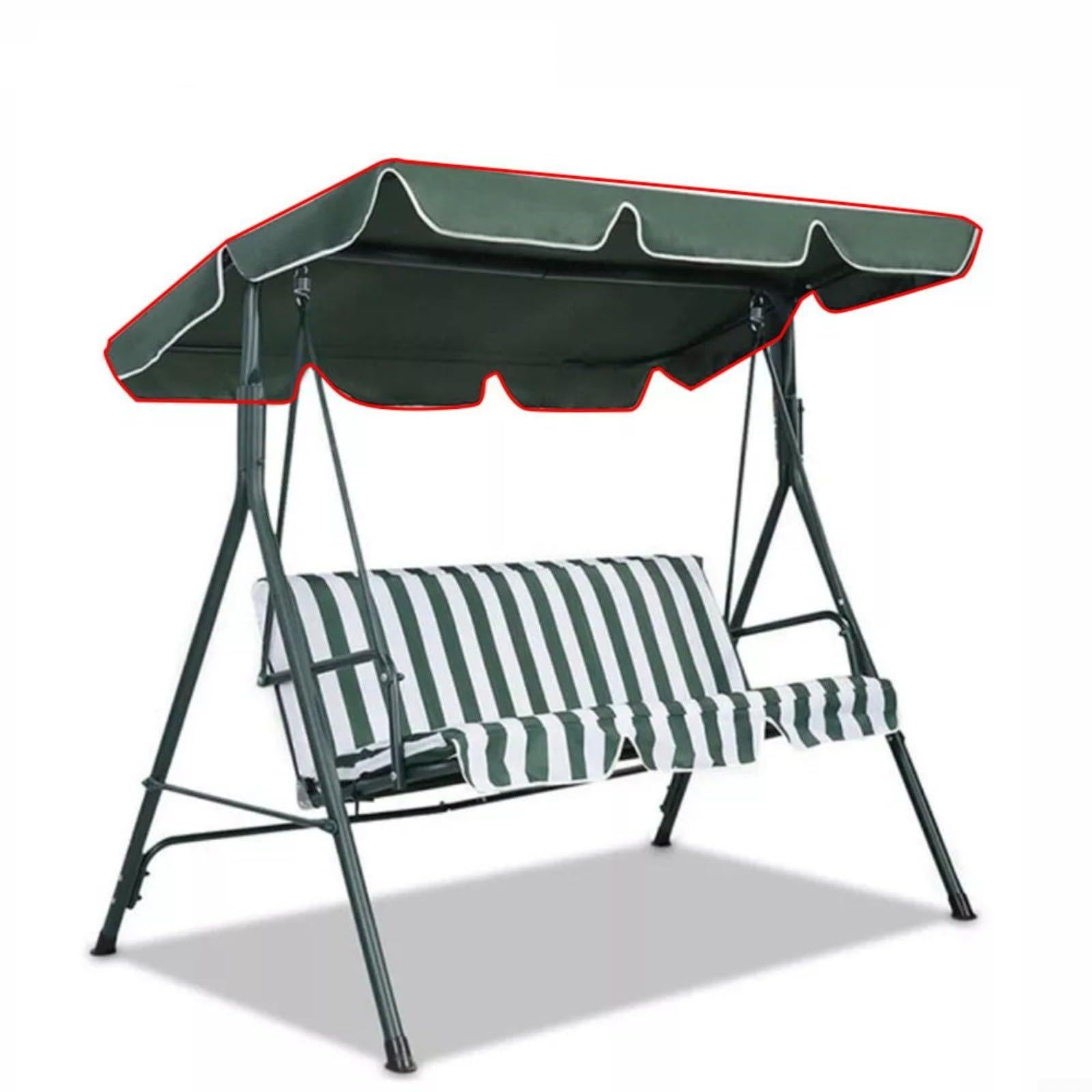 Momfin 1pc Garden Swing Chair Canopy Rain Cover 210D Oxford Cloth 164x114x15cm Replacement Roof for Three Seat Swings in Garden(Green)