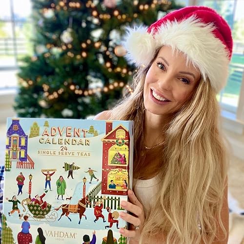 Miniatura 3 de Calendario navideño de Adviento 2021 de tés VAHDAM, 24 variedades de té con 120 bolsas, ingredientes 100% naturales, regalos de Navidad para hombres