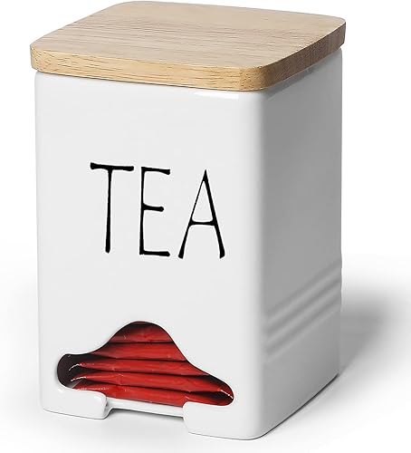 Miniatura 7 de Organizador de almacenamiento de bolsas de té de cerámica con tapa (negro)