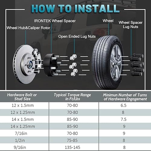 Vista 8 de IRONTEK Espaciadores de rueda de 0.236 x 5.500 in de 2 pulgadas compatibles con Toyota para Lexus
