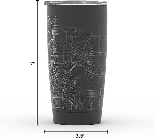 Vista 481 de Well Told Vaso de café aislado con diseño de mapa de Nueva York grabado, taza de acero inoxidable grabada (20 onzas, negro) con aislamiento de mapa