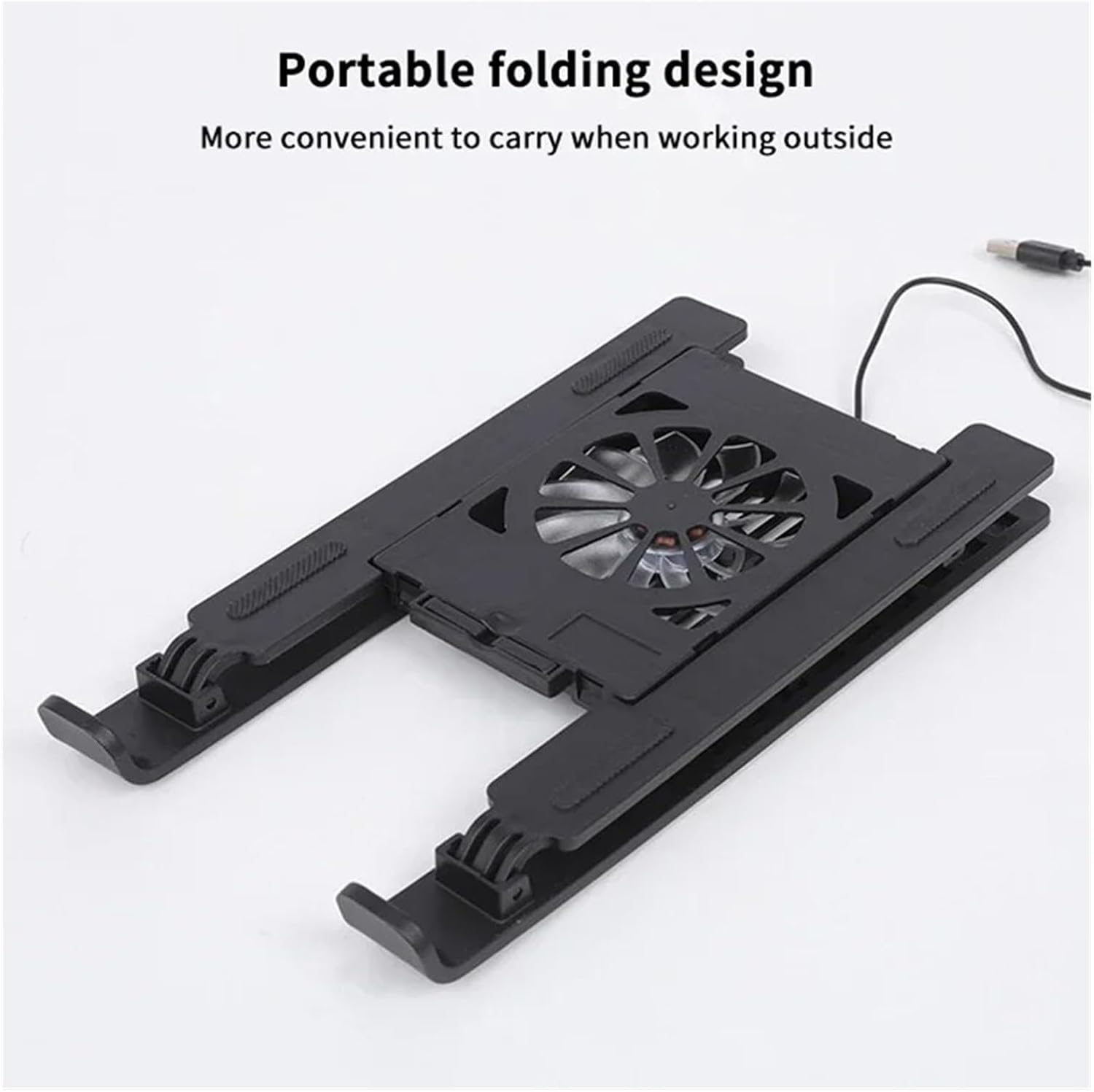Universal Laptop Tablet Cooling Stand with Fan Foldable Adjustable Speed Portable Desktop Radiator Holder for Home Office