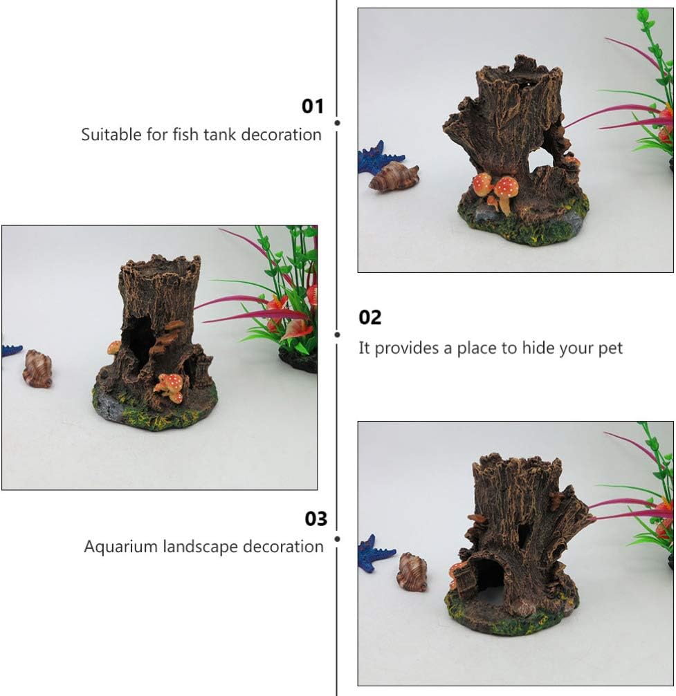 Aquarium Tree Stump Decorations Fish Tank Tree Trunk Ornament Resin Driftwood Betta Log Reptile Habitat Landscape Decor for Freshwater Fish Accessories