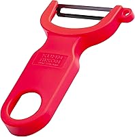 Kuhn Rikon Original Swiss Peeler Red - Super Sharp Carbon Steel Blade, Ergonomic Non-Slip Handle for Effortless Peeling
