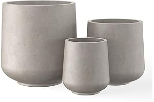 Kante Faux Concrete Planter - Large Planter with Drainage Holes