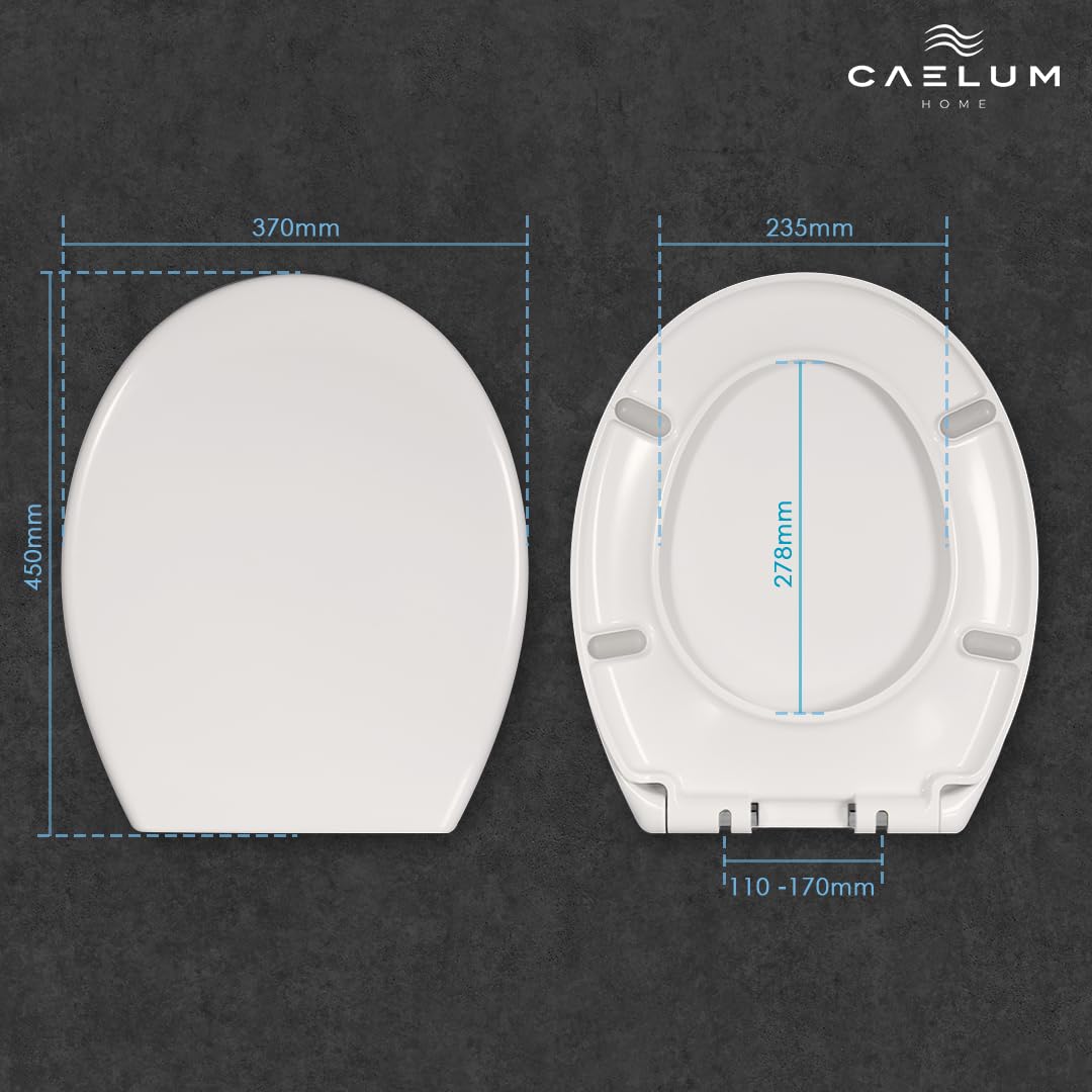 Tapa de WC. Asiento de inodoro universal en forma de O con cierre suave y lento, fácil montaje y limpieza. (450x370x50) mm (Forma de O)