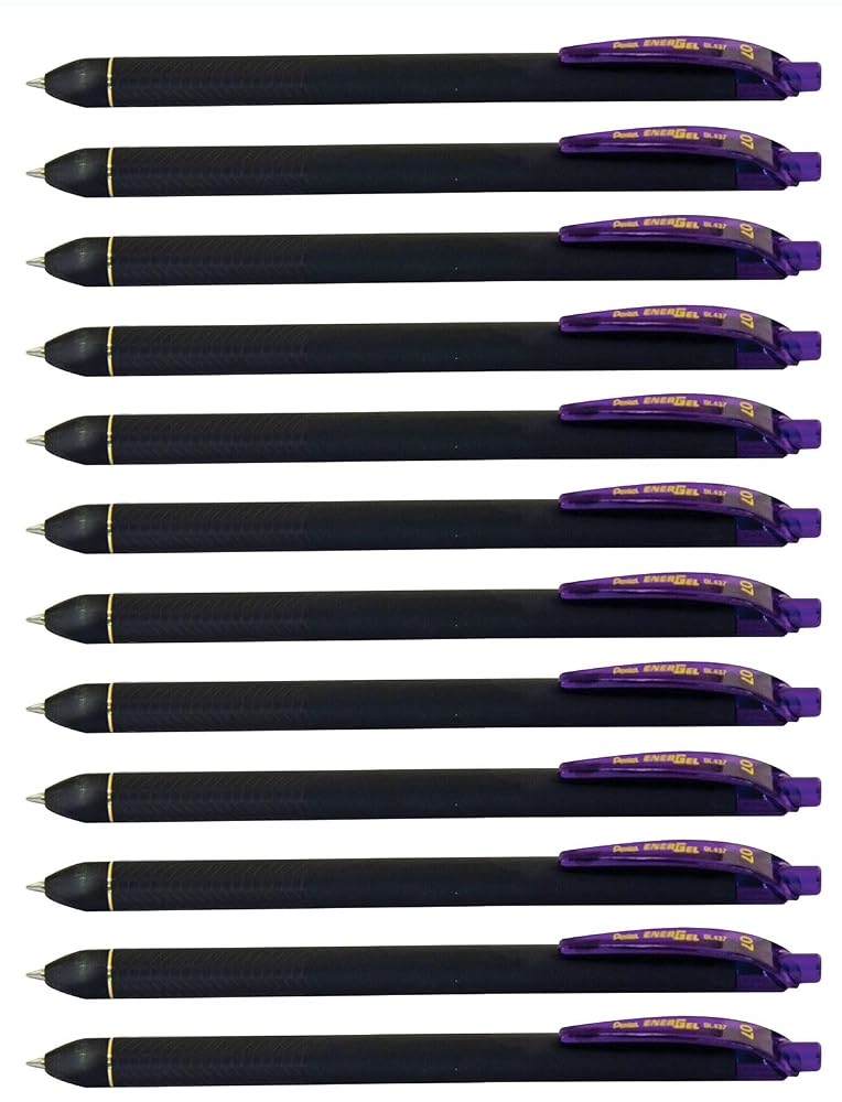 Pentel EnerGel Kuro Liquid Gel Pen, (0.7mm) Medium line, Violet Ink, 12 Pack (BL437R1-V)