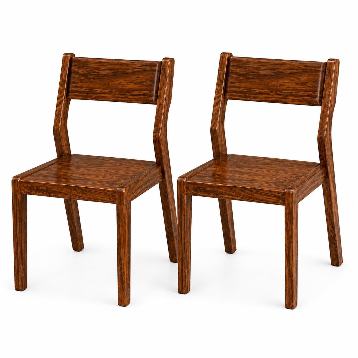 Solid Sheesham Wood Stackable Dining Chairs Set of 2 Walnut | Stackable Design, Space Saving, 18 in Seat Height, Multipurpose Seating, Easy Storage-image-26