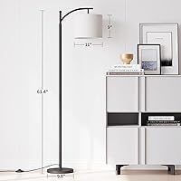 Vista 4 de SUNMORY Lámpara de pie de arco, moderna lámpara de pie con control remoto y bombilla regulable continua, lámparas de pie de metal con pantalla Negro