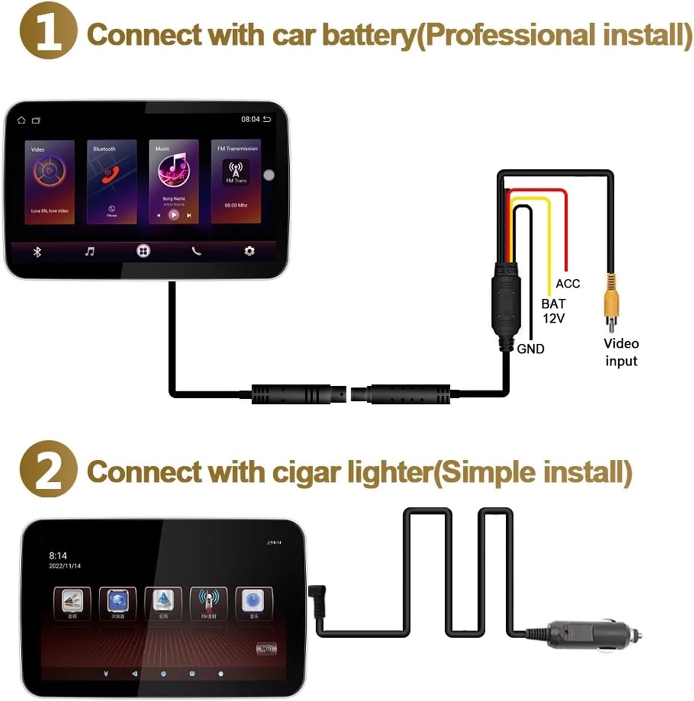 10.1 Inch Headrest Monitor Display IPS 2G+32G with USB/HDMI/AV Touch Screen for Car Rear Seat Player Online Video Easy Setup for Trips，2G32G 2P