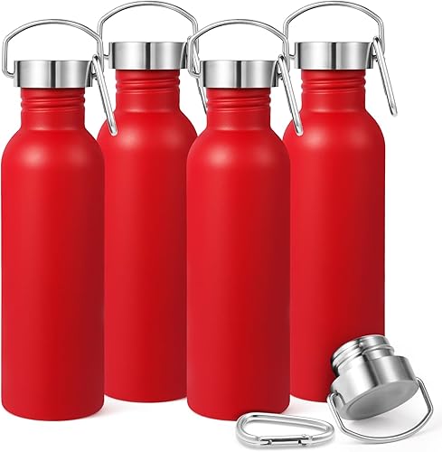 Miniatura 23 de Volhoply Botella de agua de 26 onzas sin aislamiento, de una sola pared, botellas de agua reutilizables de acero inoxidable con asa y mosquetón,