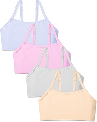 Sascina Adjustable Training Bras for Girls 7-12, Soft Cami First Bra | Natural Double-Layer Coverage, Soft Stretch Comfort, Tag-Free Feel, School, Sport and Everyday Wear