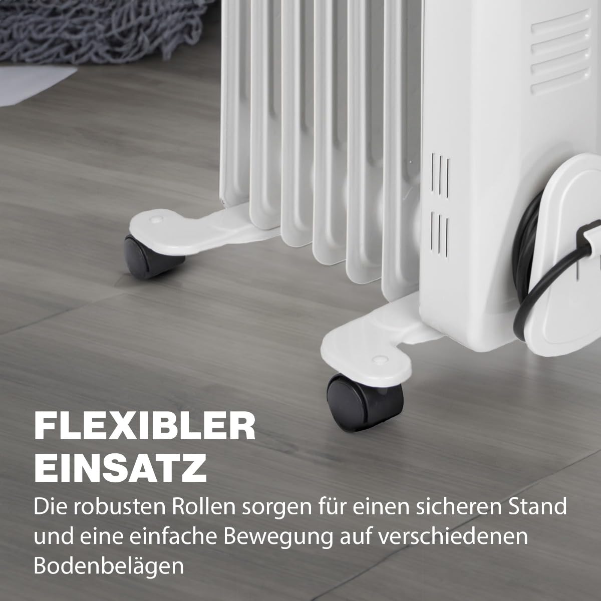 Clatronic® Ölradiator | Effiziente mobile Heizung | elektrische Heizung mit 7 Rippen | Radiator mit 3 Leistungsstufen | Slimline Heizkörper | bis zu 30qm | 1500 Watt | RA 3735