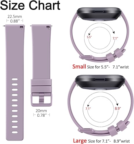 Miniatura 10 de Paquete de 8 correas deportivas compatibles con Fitbit Versa 2, Fitbit Versa, Versa Lite, Versa SE, correas clásicas de silicona suave de repuesto
