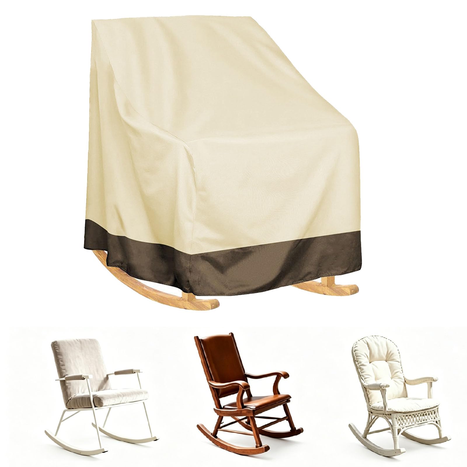 XUHCLY Garden Single Rocking Chair Cover,Garden Sunbed Cover,Lounger Chair Cover Outdoor Waterproof Windproof Anti-Uv Furniture Dust Protection Cover(Size:420D-70x83x99cm,Color:Beige brown)