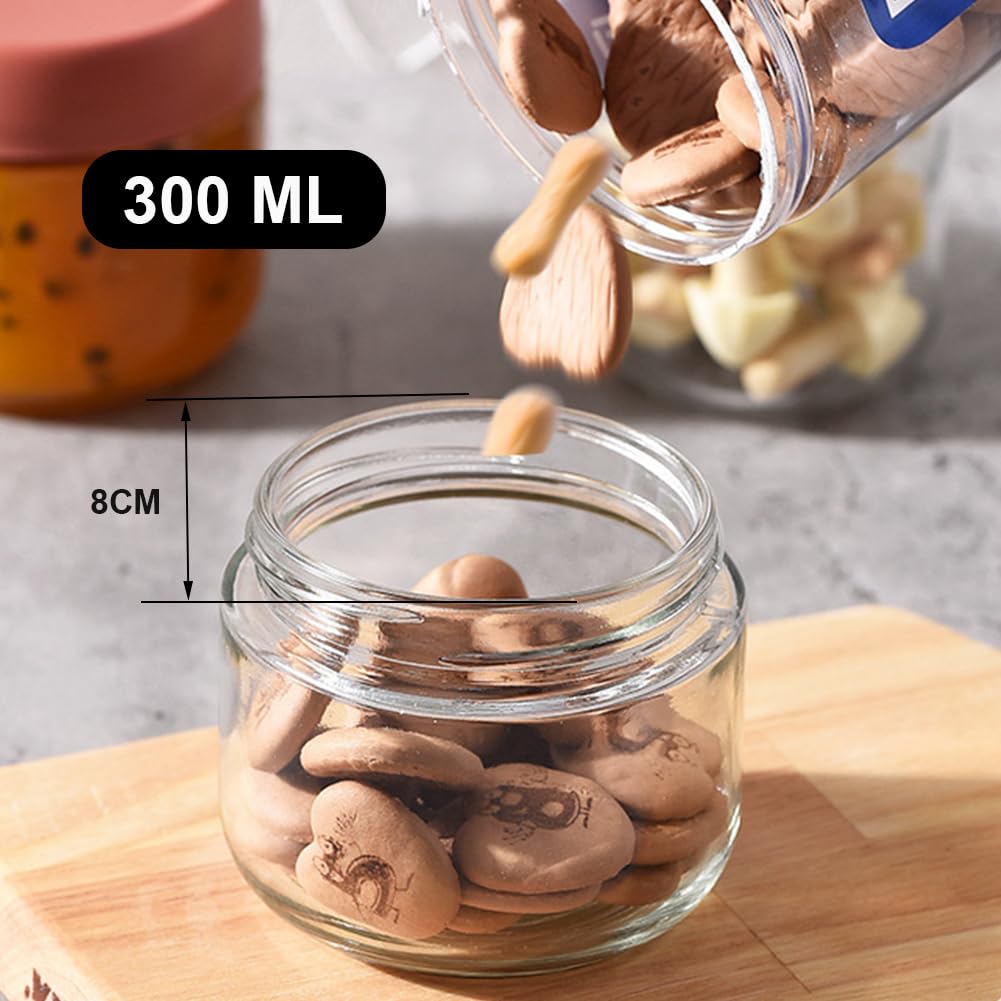 NutriChef Mason Jars Set – 8 Stück, Je 16 Oz (ca. 473 Ml), Mit Luftdichten Deckeln & Bändern, Für Meal Prep, Aufbewahrung & DIY