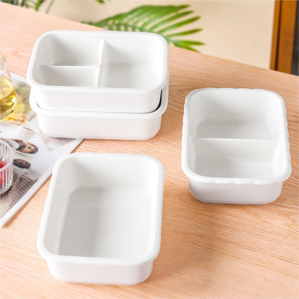 Recipientes para Alimentos Tazón de conservación de cerámica multiusos, caja sellada, recipiente de conservación de calefacción por microondas para Refrigerador Frutas Vegetales ( Color : White+cyan ,