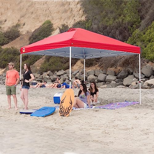 Crown Shades Patented 10Ft X 10Ft Outdoor Pop Up Portable Shade Instant Folding Canopy With Carry Bag,Bonus 8 Stakes 4 Sandbags And 4 Ropes, Red #TOP5