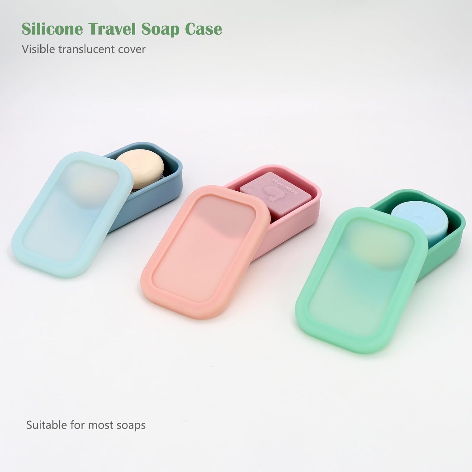 OLAMAR Solid Shampoo Bar Holder,Silicone Travel Soap Case,Enhanced Leak Proof Soap Container with Drainage Layer Soap Holder, Suitable for Bathroom,Camping and Gym (Pink, Large) image 3