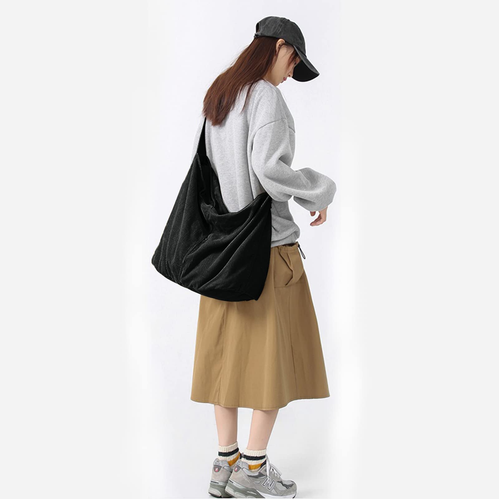 X SIM FITNESSX Sac fourre-tout unisexe décontracté sac à main grand en tissu tendance pour tous les jours, bureau/école/voyage, Noir
