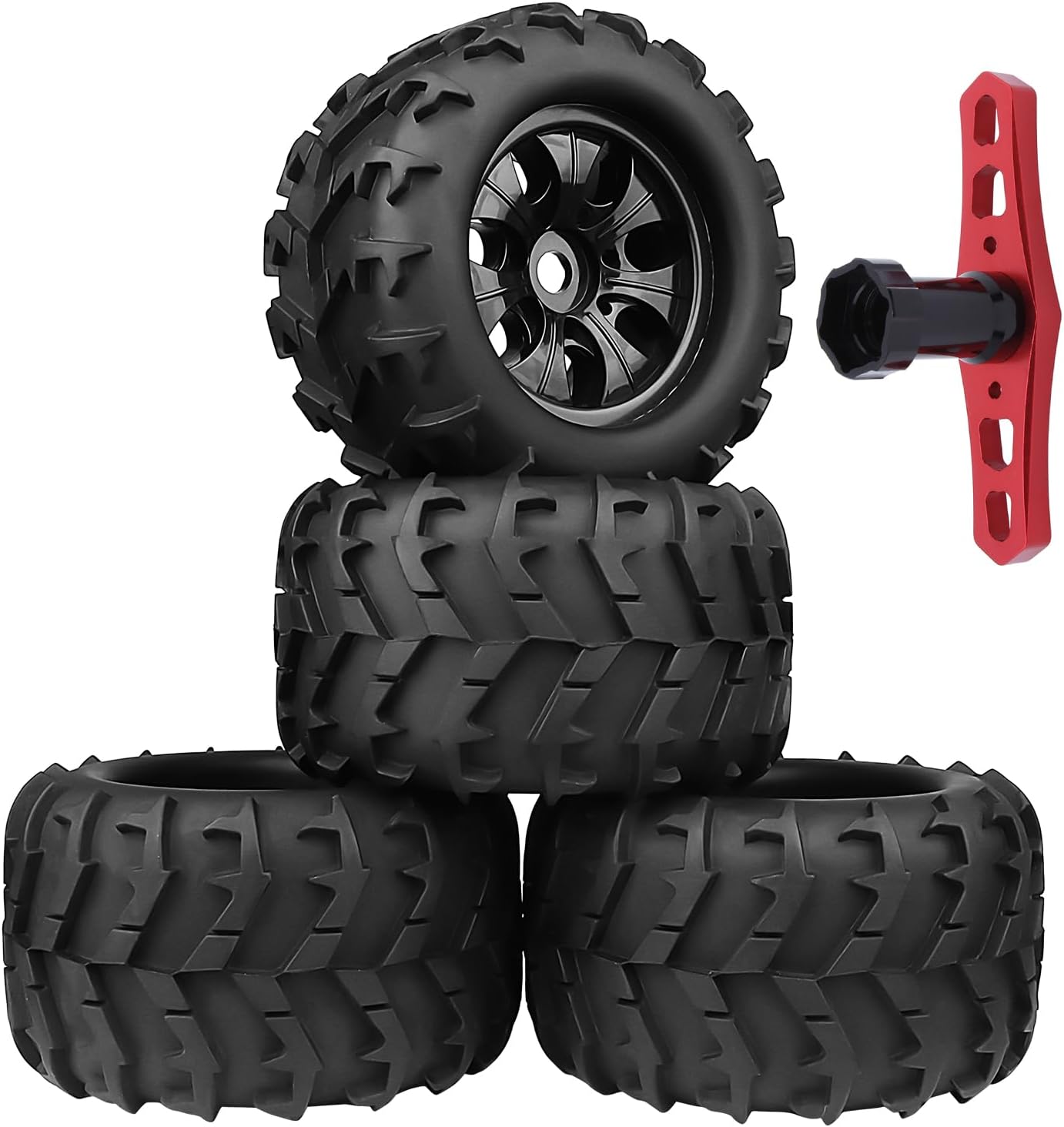 PreGlued 1/8 RC Monster Truck Buggy Wheels and Tires 17mm Hex with Foam Inserts for Traxxas Maxx Tmaxx E-Revo 2.0 3.3 Arrma Kraton Typhon 6S HSP HPI Savage Flux Redcat Kaiju