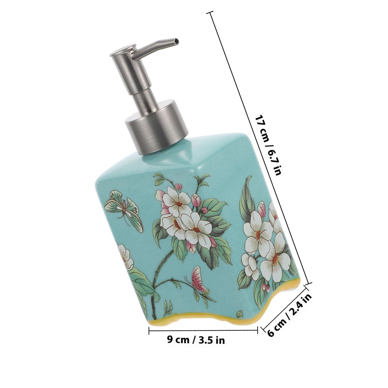 VICASKY Dispensador de Jabón Recargable de Cerámica y Acero Inoxidable de 410ml para Baño y Hotel con Función de Dispensar Jabón y Loción Corporal
