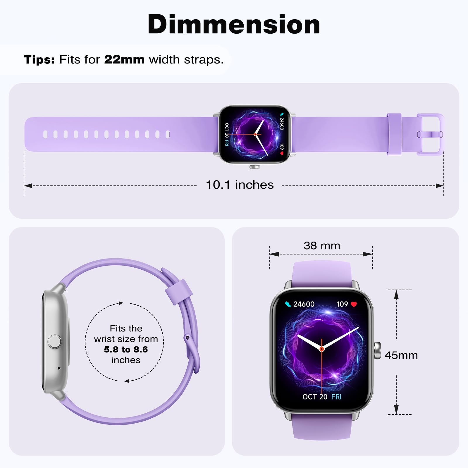 Fitpolo Smart Watch for Women,1.8” Touchscreen, Bluetooth Call, Alexa Built-in,24/7 Heart Rate, SpO2 Monitor, Step Counting, Sleep Tracking, IP68 Waterproof Fitness Tracker Watch for Android iPhone