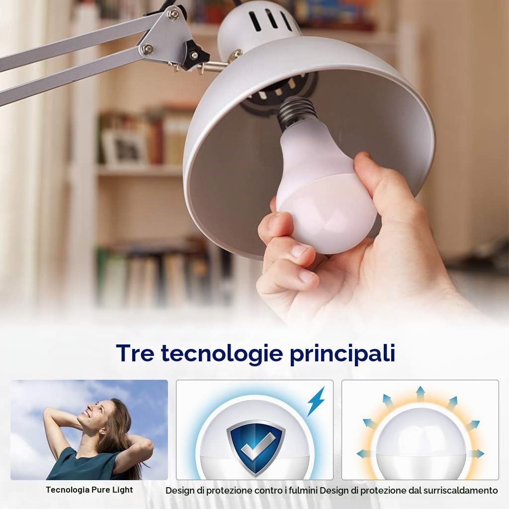 Lampada LED E27, 20W (Equivalente a 150W) Lampadina, Luce Bianca Naturale 4000K, 2452lm, Super Luminoso Lighting, Risparmio Energetico Vite Edison Led Lampada 4 Pezzi