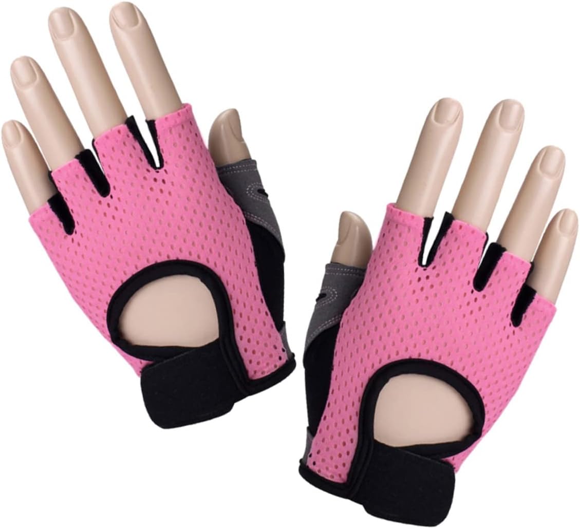 KESYOO Weightlifting Half Finger Gloves for Women Pink Breathable Slip Palm Fitness Training Gloves Durable Sports Equipment for Gym Workout and Strength Training