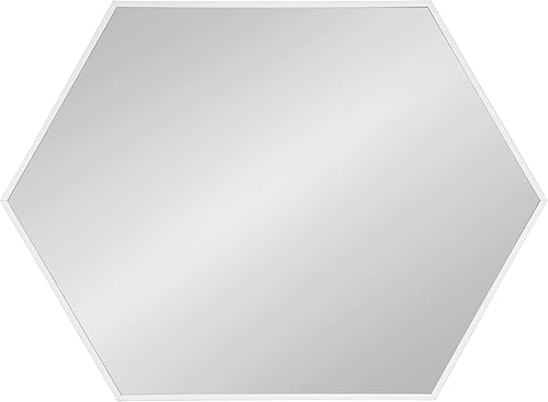 Miniatura 6 de Kate and Laurel Rhodes - Espejo de pared hexagonal moderno, blanco, 31 x 22 pulgadas