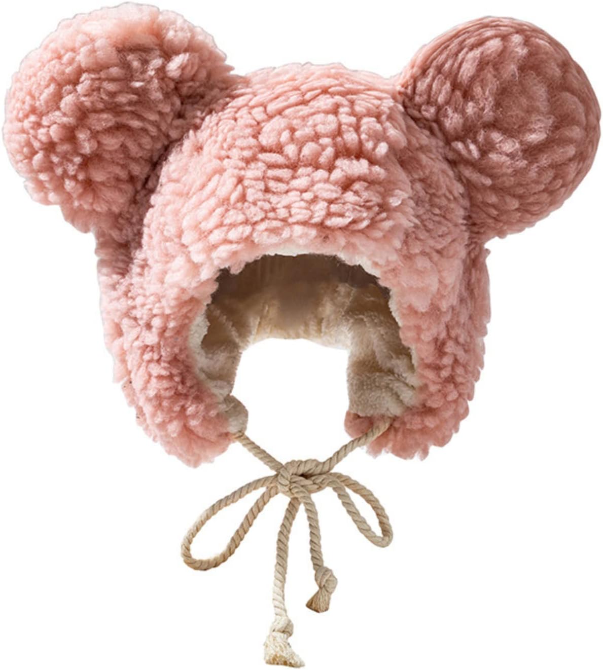 Fuzzy Bear Hat Unisex Fluffy Faux Fur Animal Critter Cap Ushanka Big Ears Beanie for Adult Winter Hats Ear Flaps Lovely Gift
