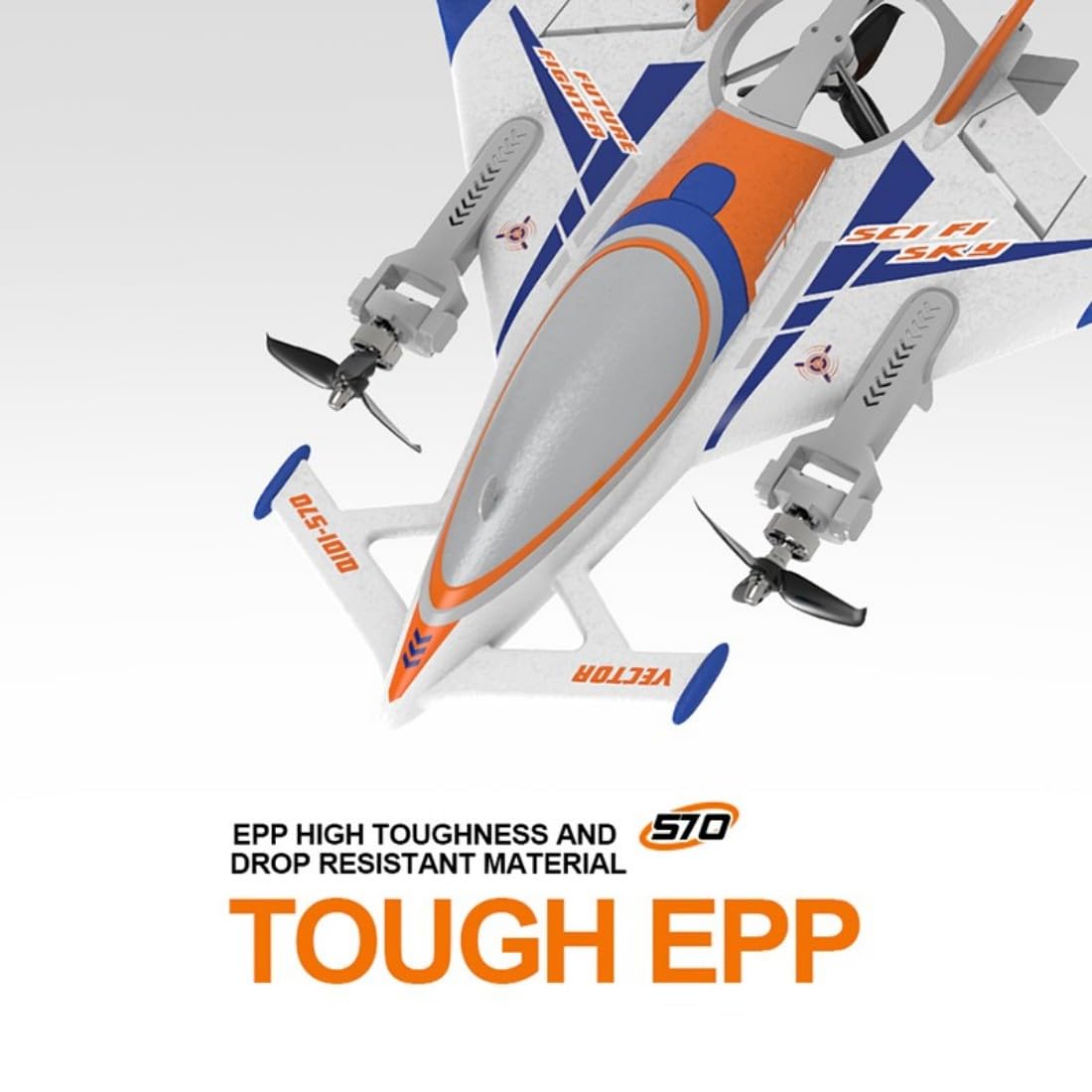 NULA 8-Kanal RC Flugzeug Mit Brushless Motoren, 2,4 GHz EPP-VTOL-Starrflügler Flugzeug Modell Für Senkrechtstart, Schwebeflug Und Vorwärtsflug, 6-Achsen-Gyro, RTR-Orange / 2 Akku