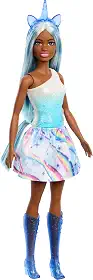 Barbie Um Toque de Mágica, Boneca Saia de Unicórnio de Sonho Azul, Cabelo Azul, Acessórios Brilhantes