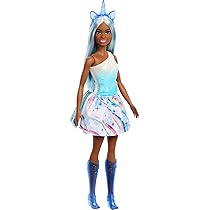 Barbie – Bambola Unicorno, con coloratissimi capelli fantasia, outfit sfumato e accessori fantasy a tema inclusi, ispirata a Barbie Un Tocco di Magia, giocattolo per bambini, 3+ anni, HRR14