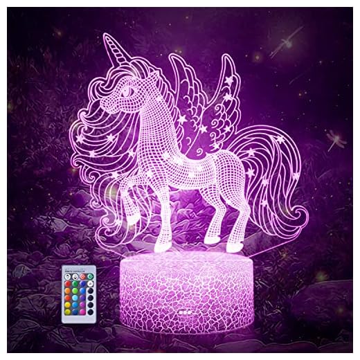 3D Unicorn Night Light, LED Illusion Lamp with Remote Control and 16 Colors 4 Flash Modes Best Xmas Birthday Gift for Girls