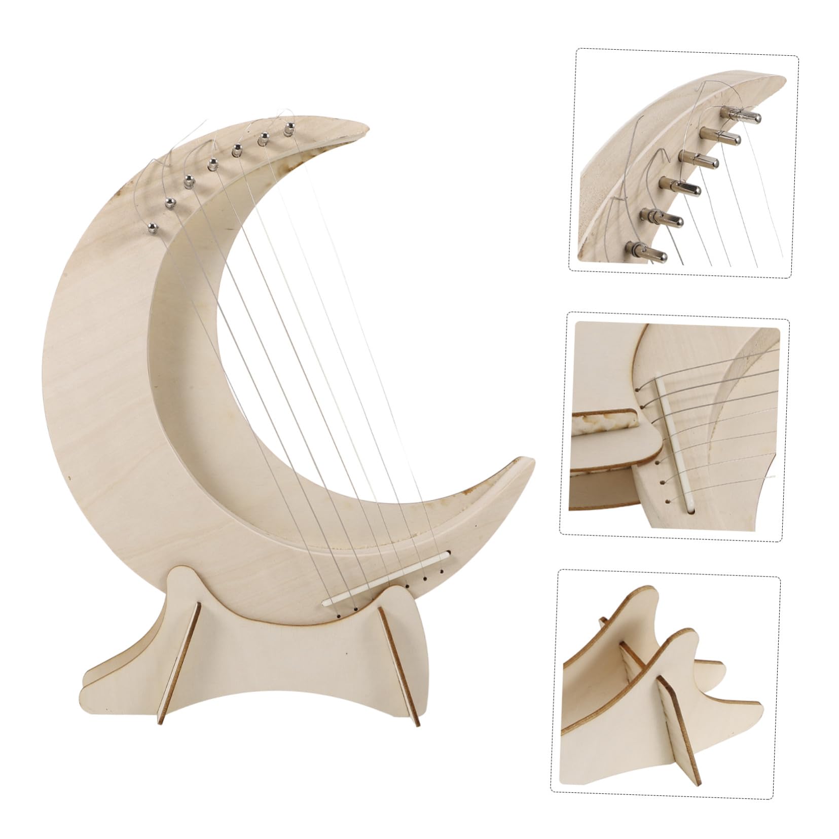 Hemobllo Strumento Musicale 7 Corde a Forma di Mezzaluna in Legno Arpa Design Portatile e Toni Caldi, per Principianti e Amanti della Musica