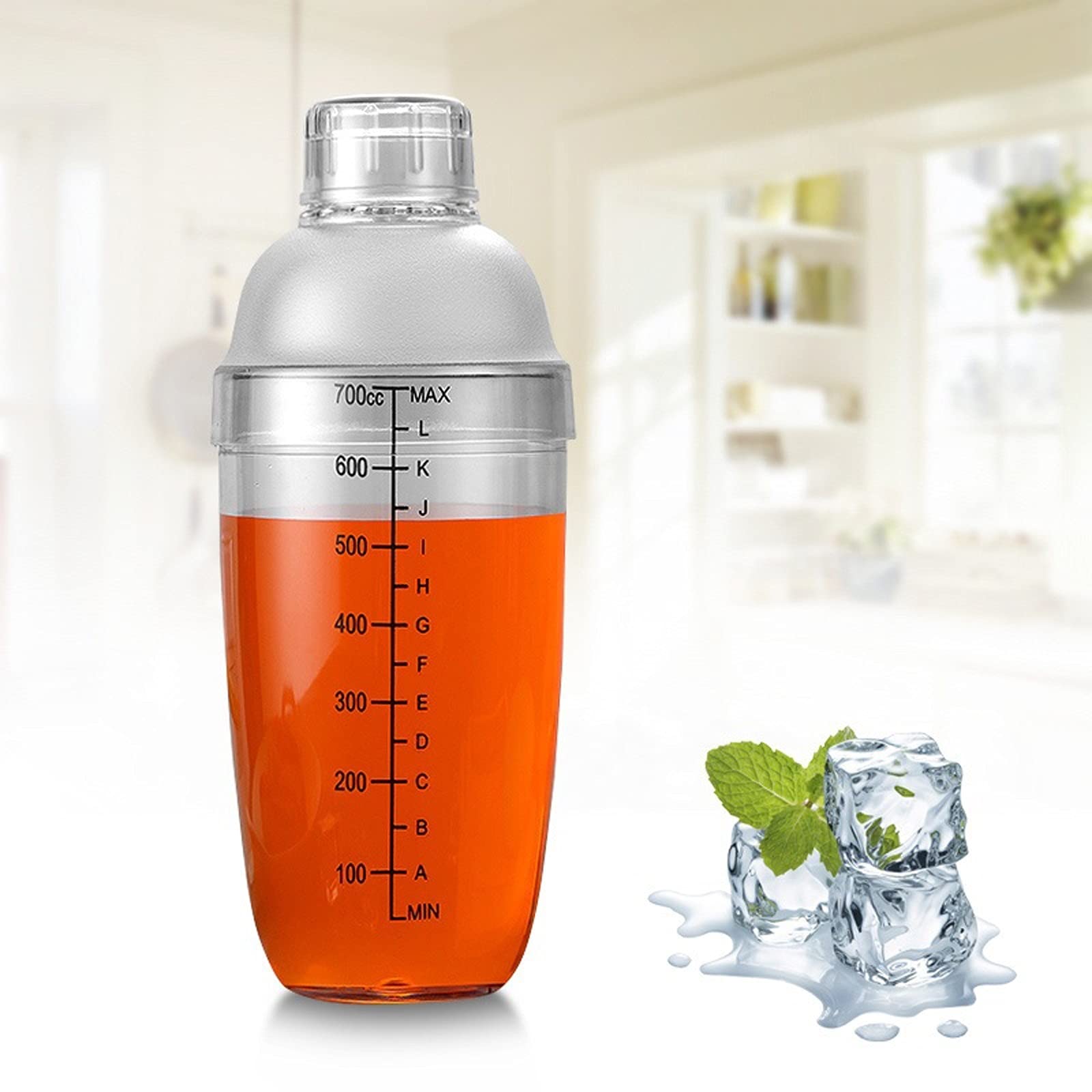 Wein-Mixer Kunststoff-Cocktail-Shaker-Haushaltsgetränk-Shaker-Wein-Getränk-Mixer-Shake-Flasche zum Mischen von Margarita, Manhattan und Anderen Getränken Cocktail-Shaker(700ML)