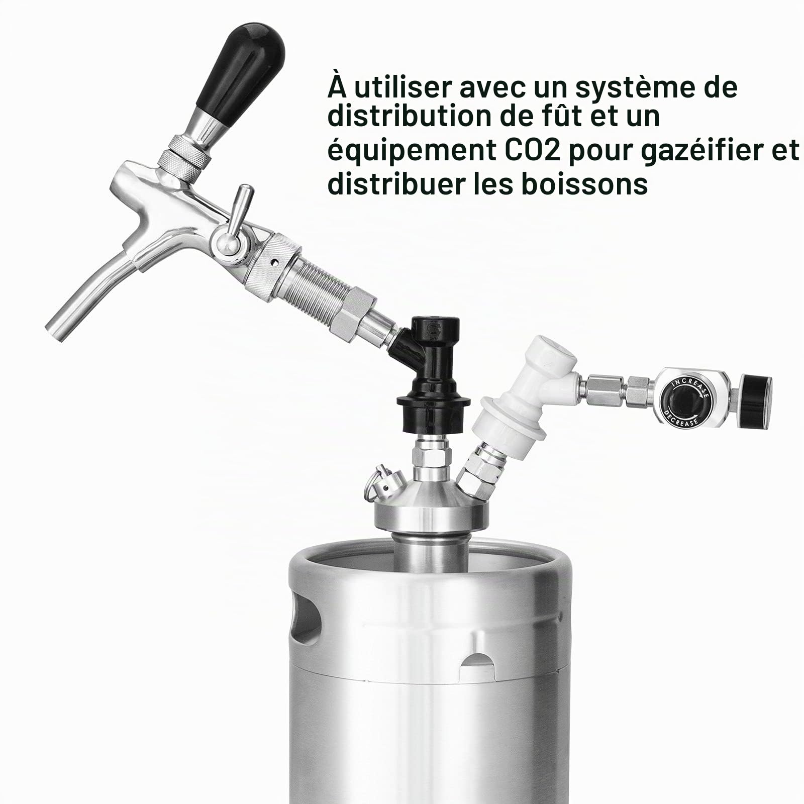 TMCRAFT Mini distributeur de boissons, en acier inoxydable, avec raccord à bière rapide et tuyau de 130 cm pour growler