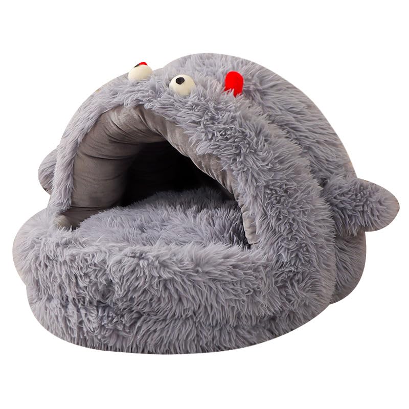 Lit en peluche mignon monstre pour chat et chien gris taille M