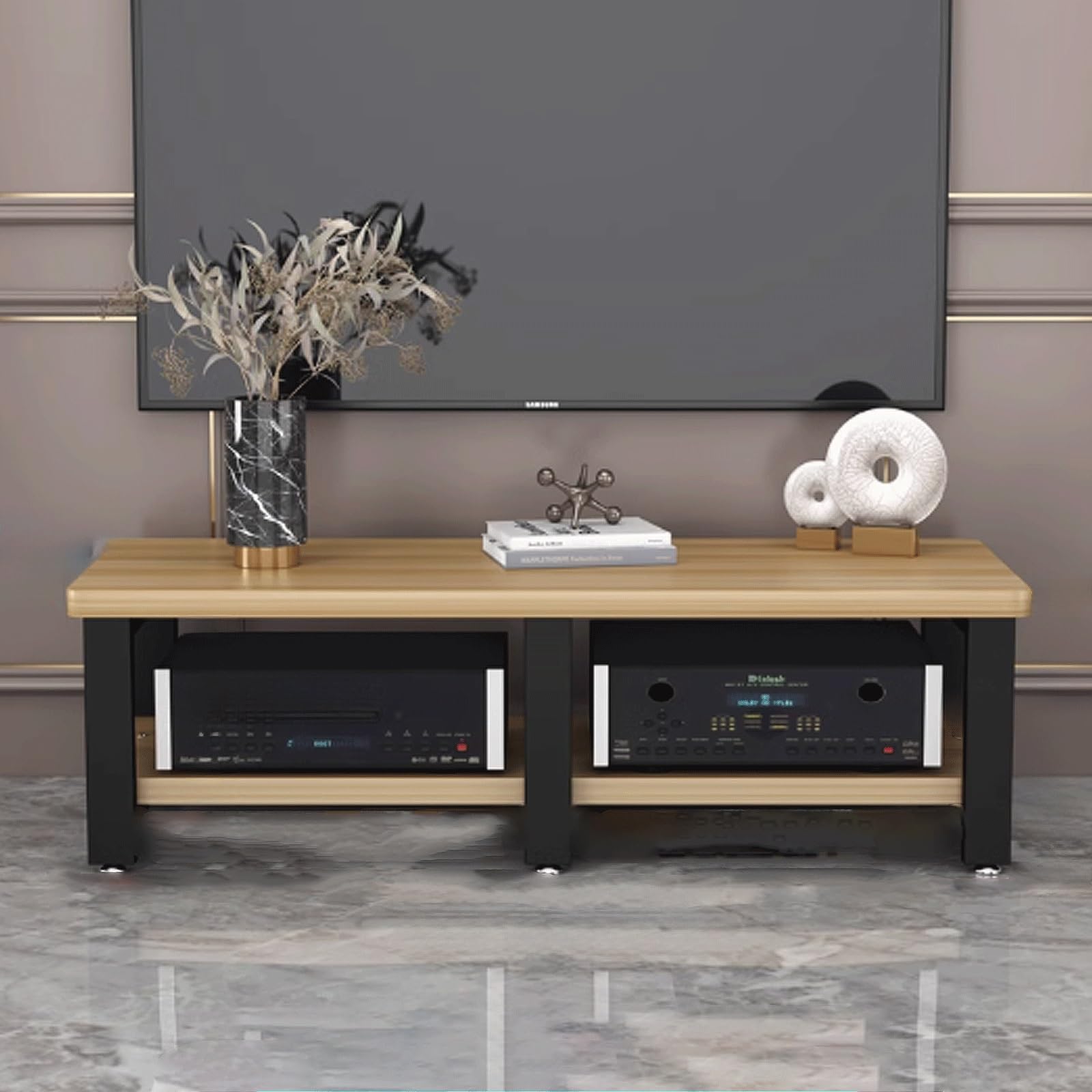 Torre de Audio en Rack para Muebles de Salon Modernos en Madera Natural