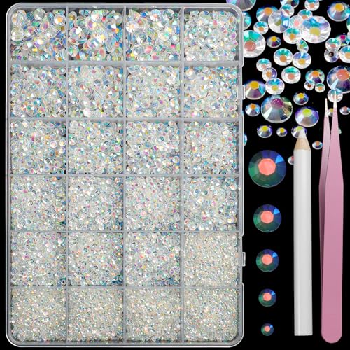Resin Jelly Rhinestones for Crafting Transparent ab-color Flatback Gems Bedazzling Gems for DIY Crafts Clothing Tumblers Shoes Fabric Nail Art