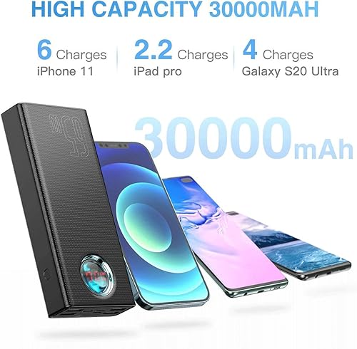 Miniatura 5 de Baseus Banco de energía, cargador portátil para portátil de 65 W 30000 mAh, batería USB C de carga rápida y cargador USB C de 65 W, bloque de carga