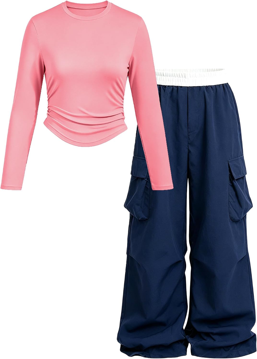 Girls Clothes 2PC Summer Outfits Pleated Short Sleeve Top and Camo Wide Leg Pants Set Kids Clothes Girls 6-16 Year
