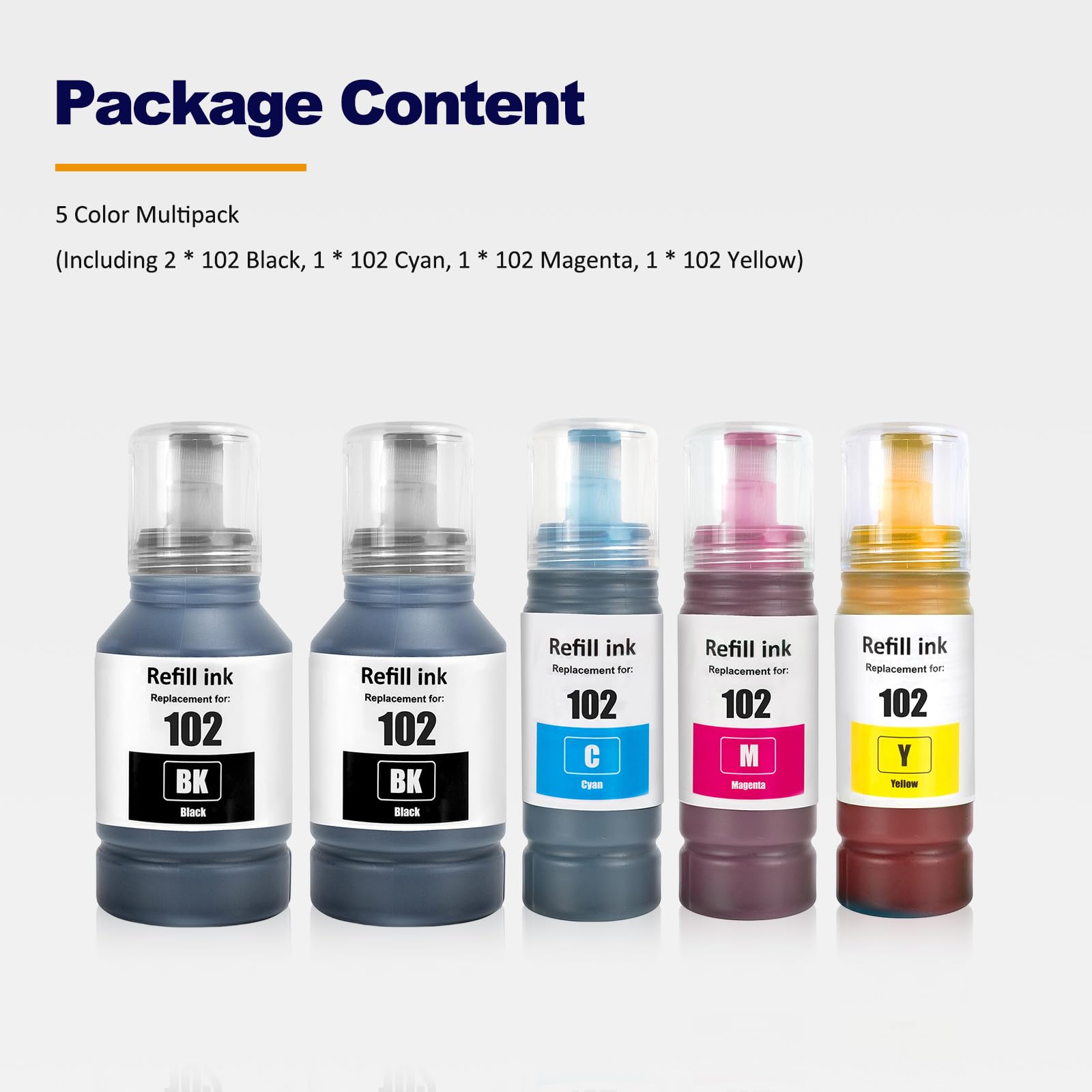 LAIPENG 102 Multipack Compatibile con Epson 102 Flaconi di Inchiostro per ET-2750 ET-2751 ET-2756 ET-2850 ET-2856 ET-3750 ET-3850 ET-4750 ET-4850 ET-4856 ET-15000 (BK*2/C/M/Y)